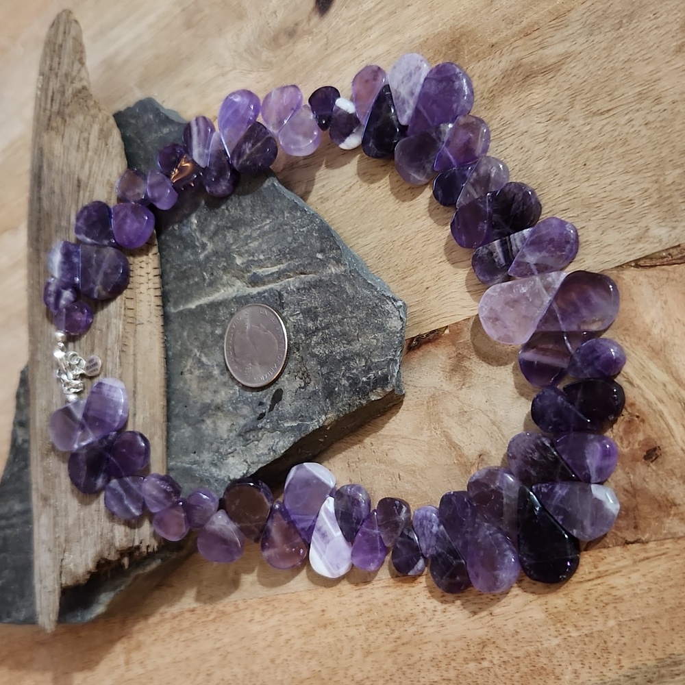 Barse Amethyst and Sterling Silver Necklace NWOT Deep PURPLE!